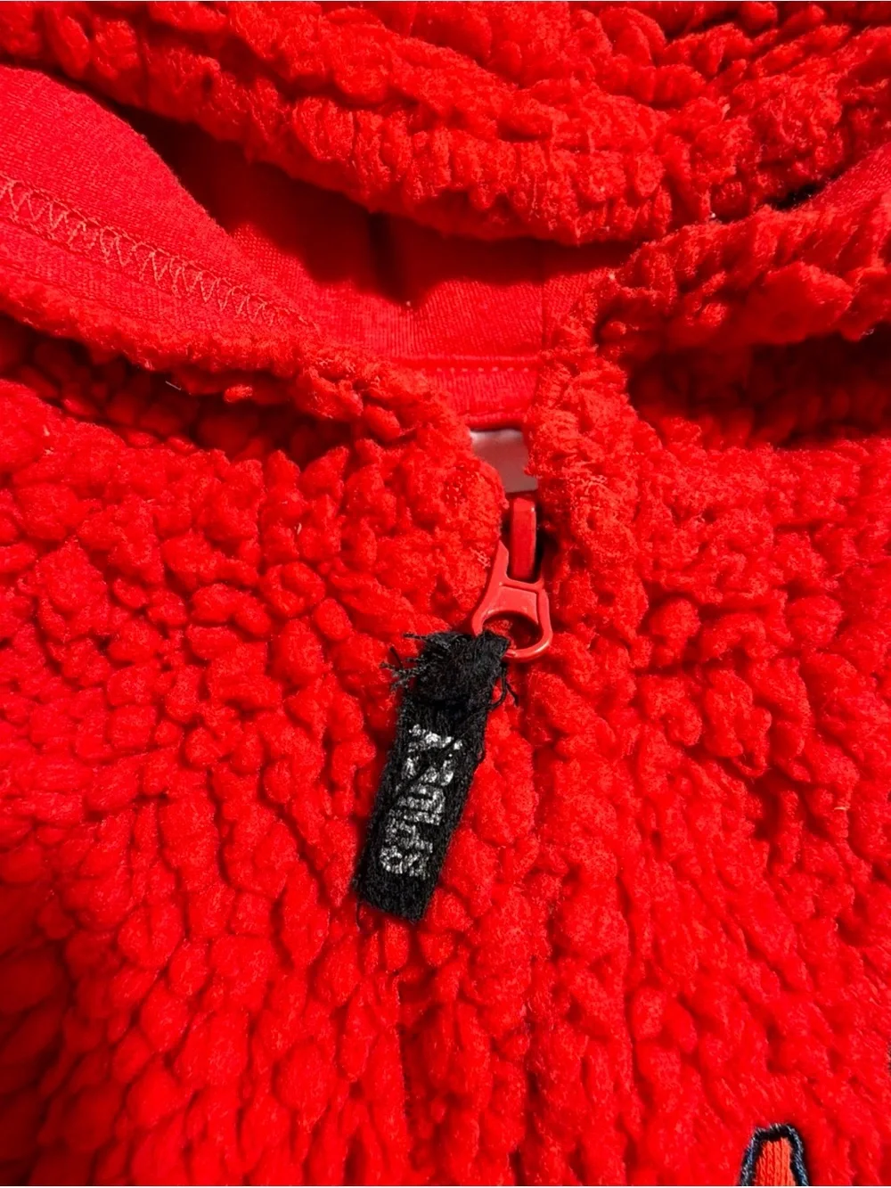 Marvel Red Hooded Sherpa Puffer Jacket with Spider Embroidery